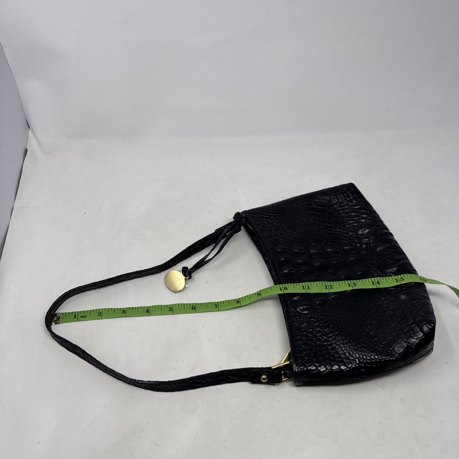 Brahmin Mini Anytime Small Shoulder Bag Black Croc Leather Melbourne