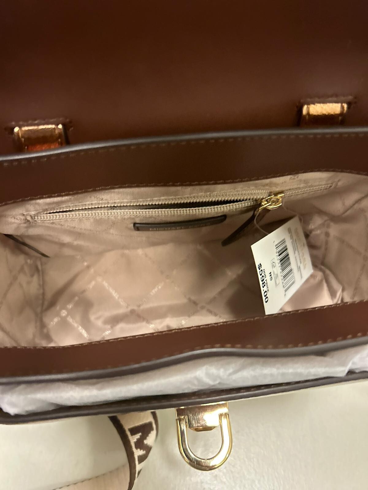 Michael Kors Manhattan Medium Satchel Crossbody Bag Shoulder Handbag Purse Mocha
