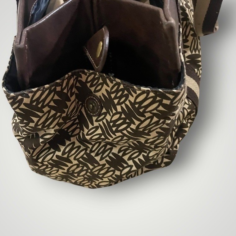 Tommy Hilfiger Tote Bag Medium Brown Canvas Satchel Classic Designer Old Money