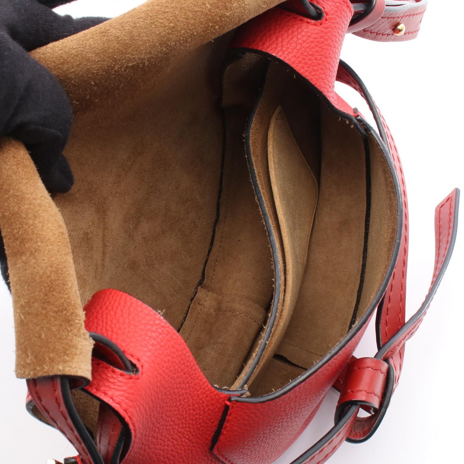 LOEWE Gate Small Shoulder Bag Leather Red W24cm H20cm Used