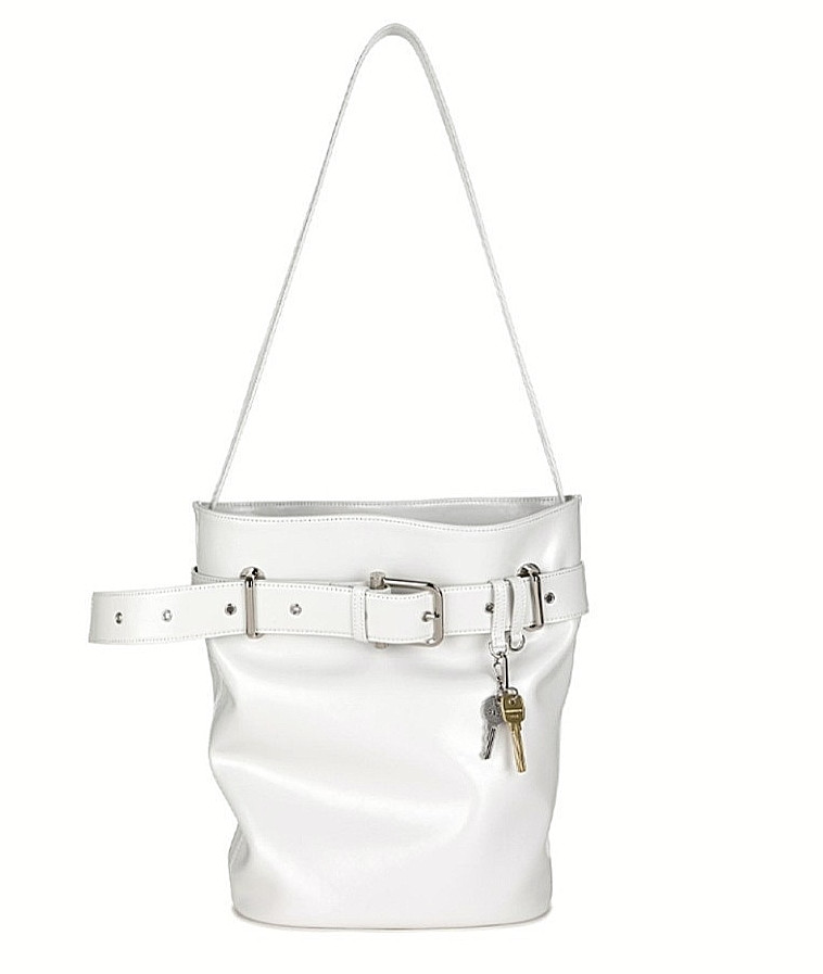 OSOI Bucket Brocle Shoulder Bag Icy Milk Leather 100% Authentic
