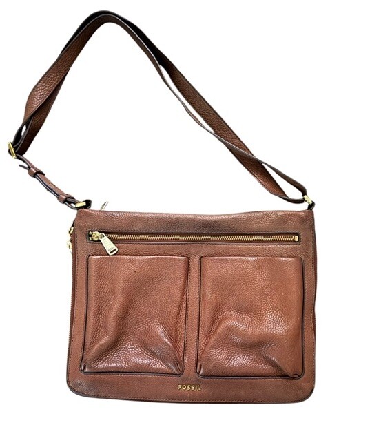 FOSSIL Piper Brown Leather Convertible Shoulder Crossbody Expandable ZB6738