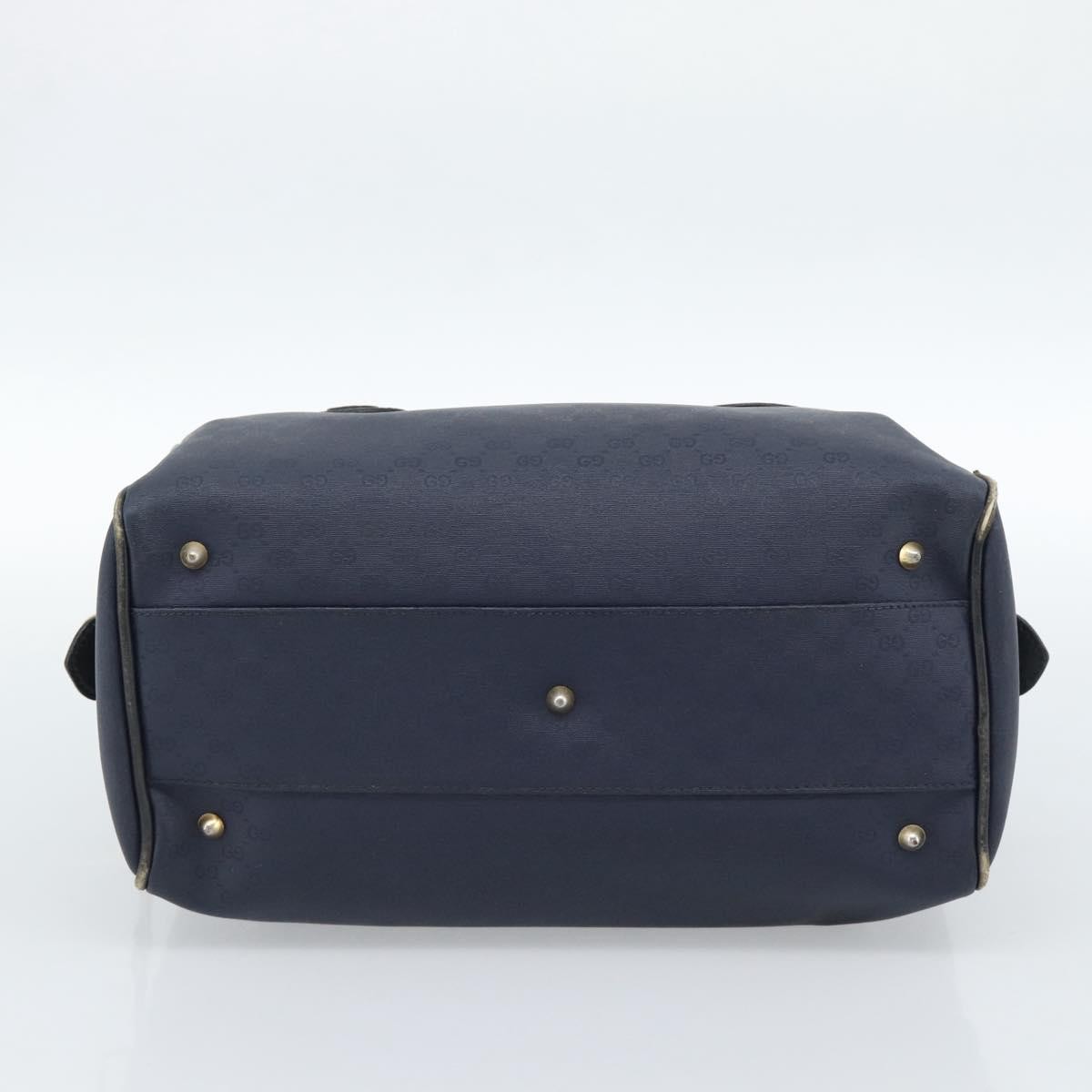 GUCCI Micro GG Supreme Hand Bag PVC Navy Gold Auth 183291