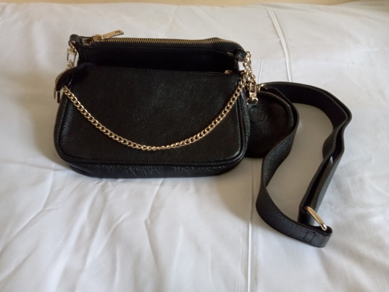 Leather Cross Body Bag With Two Separate Bags Women