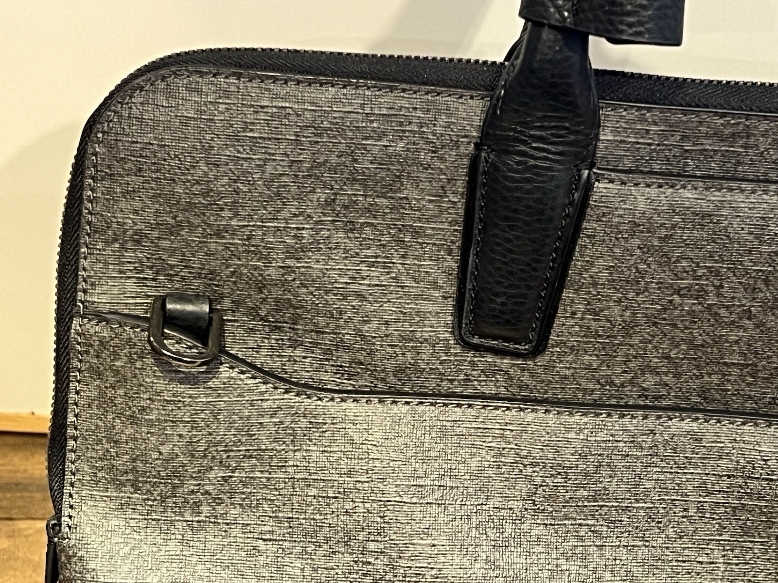 Tumi Stanton Anita Portfolio Shoulder Bag Messenger Briefcase Grey Black Strap