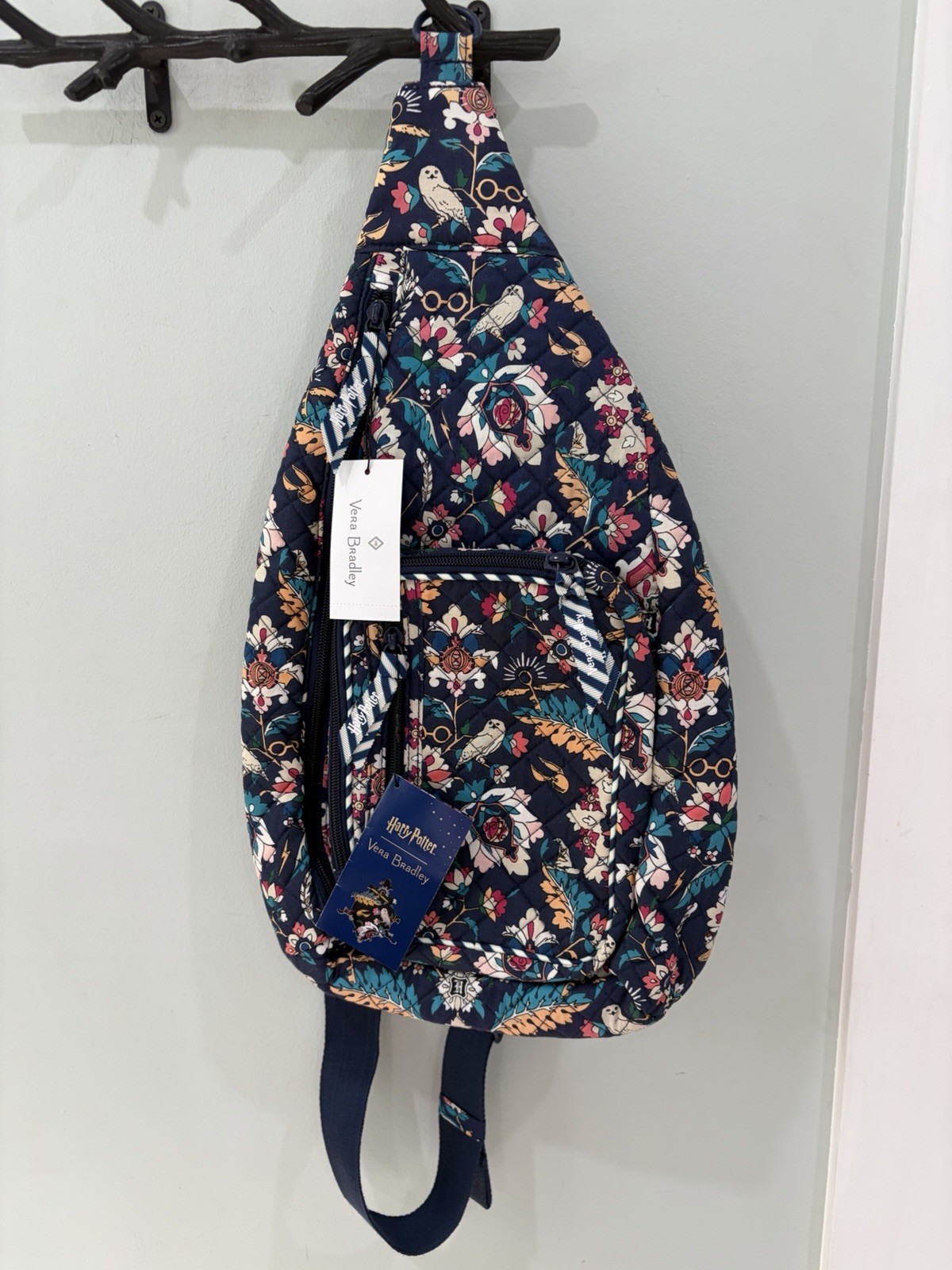NWT Harry Potter x Vera Bradley Sling Backpack Home to Hogwarts pattern New
