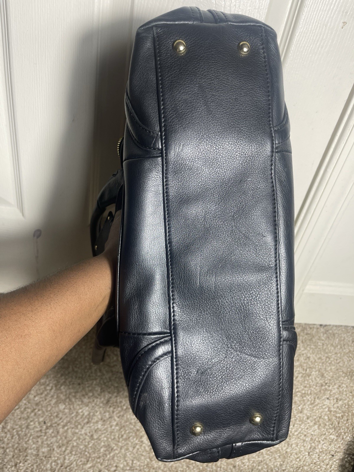 Emma Fox Dome Satchel Leather Black Shoulder Hand Bag Purse As Shown