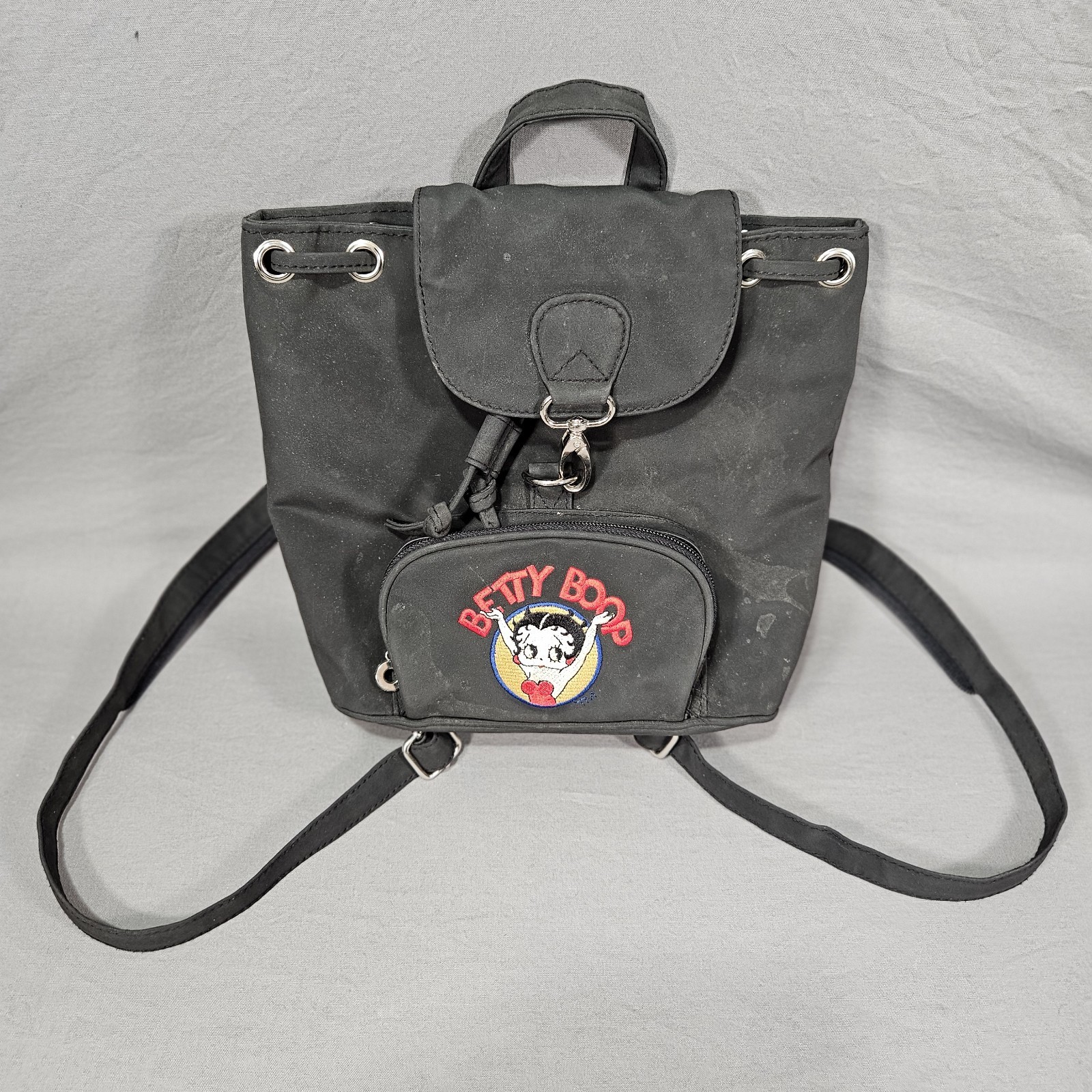 1998 Betty Boop Mini Backpack Black Vintage-Travel-Motorcycle-Purse-Comic