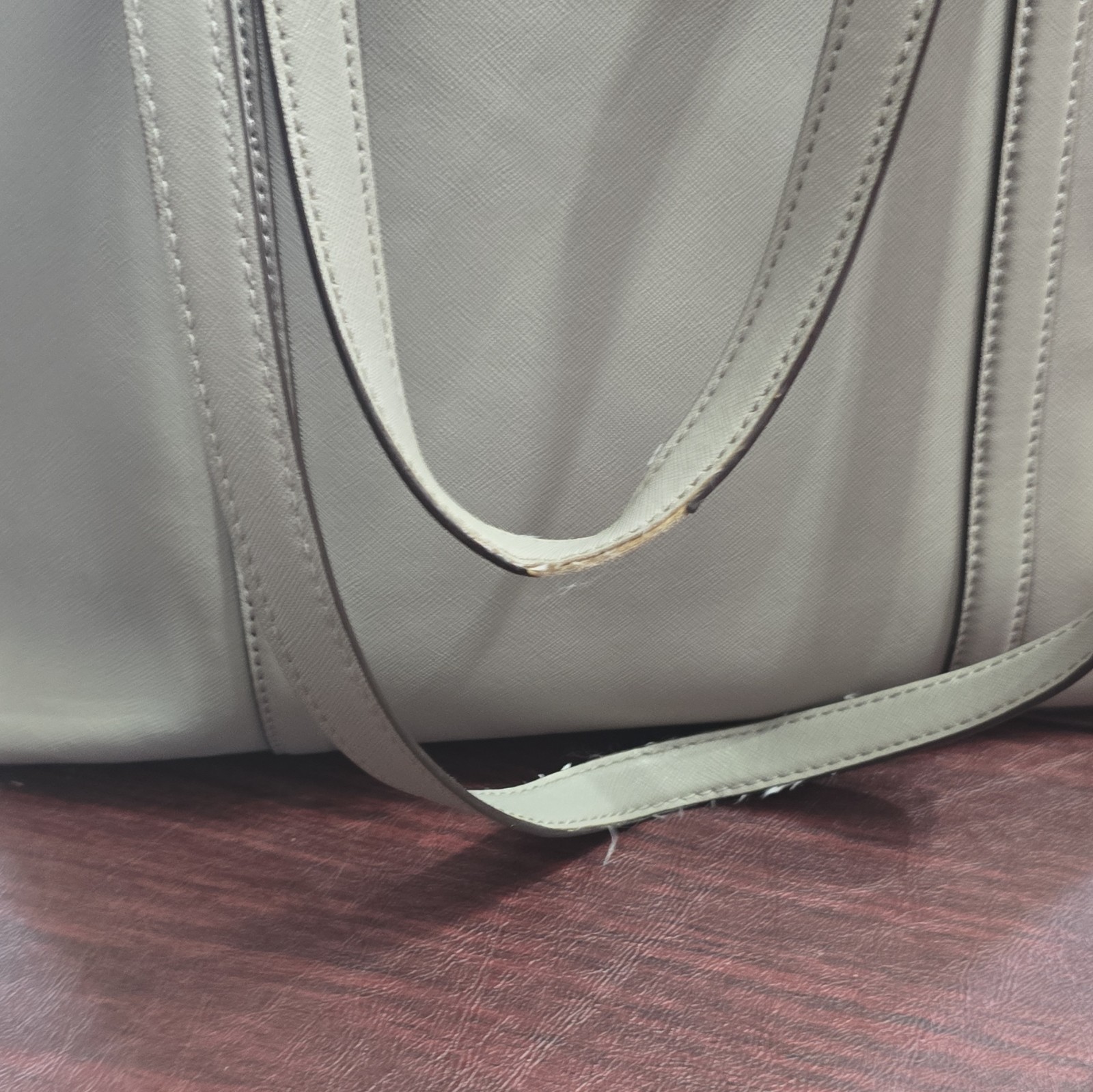 Michael Kors Gray Tote Shoulder Bag Logo Pattern Silver Hardware Bag Charm