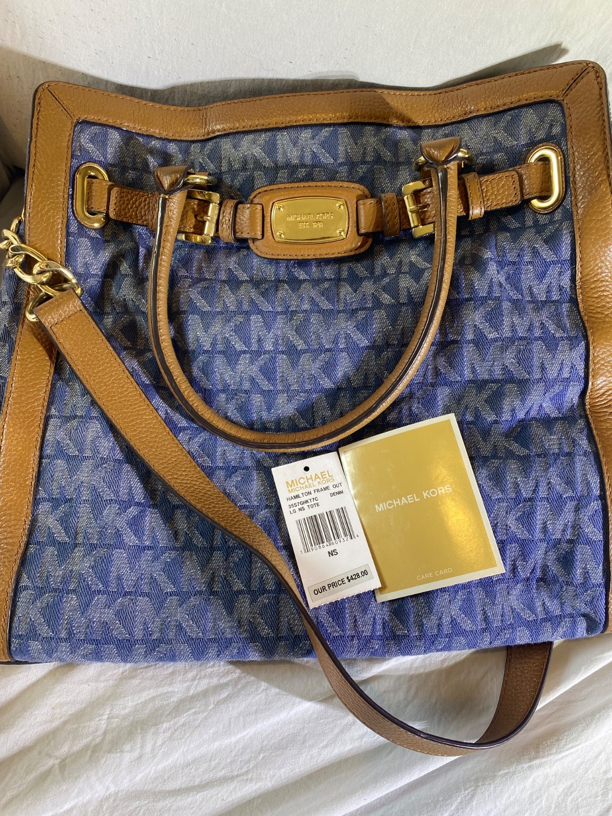Michael Kors Large Hamilton Frame Out Tote in Denim