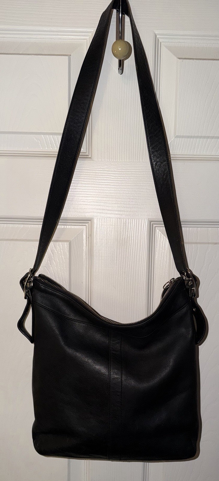 Vintage Coach Black Leather Legacy Slim Gallery Duffle Bag 9188