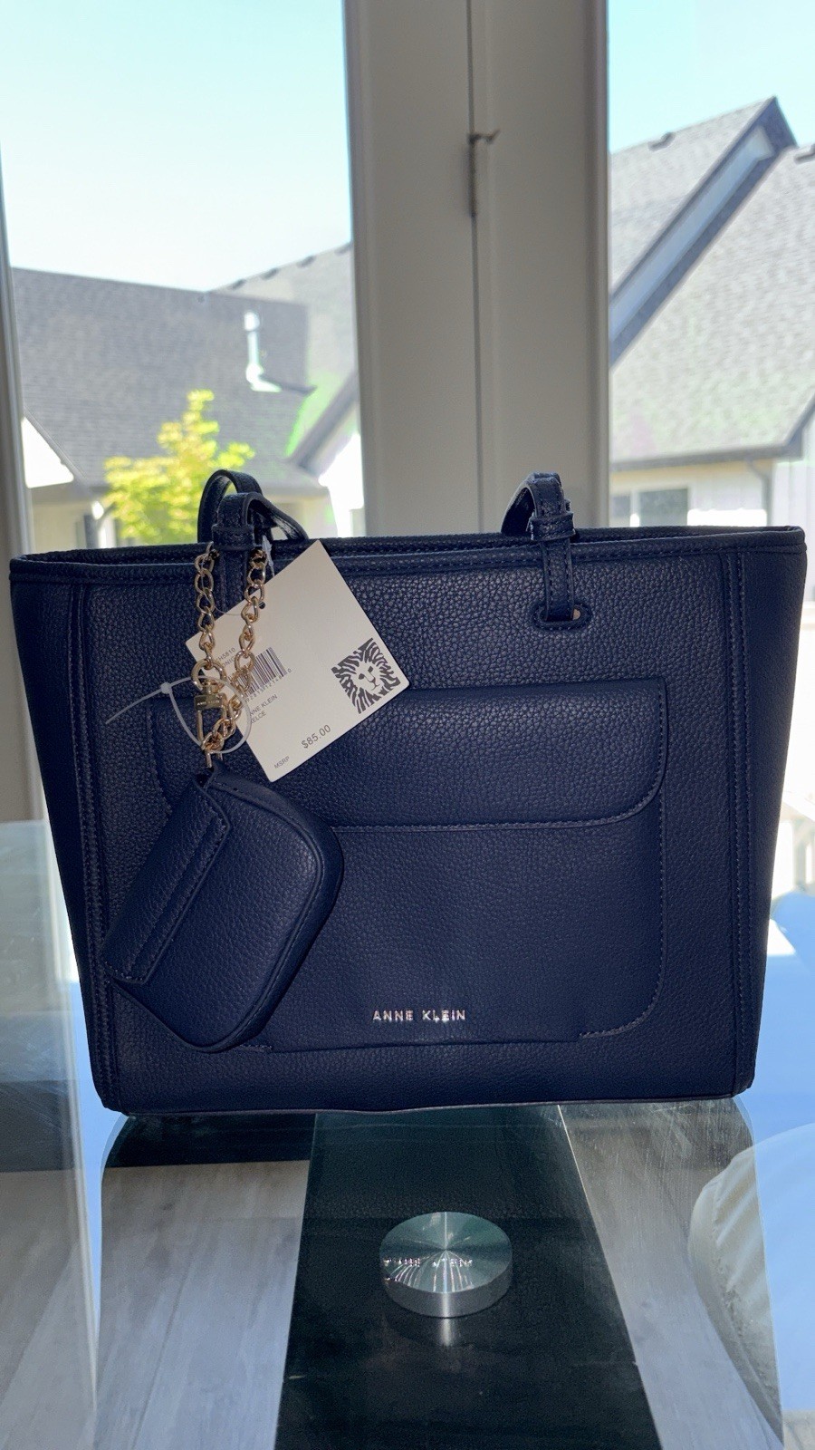 Anne Klein Blue Tote Shoulder Bag with Wristlet MSRP $85 SALE