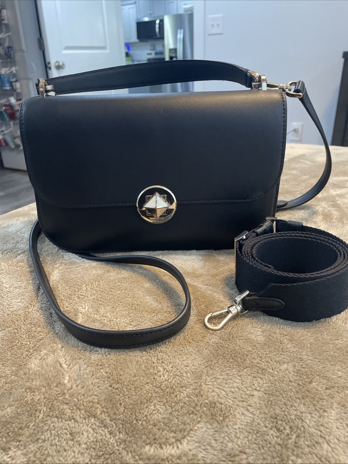 Kate Spade Audrey Flap 2 Crossbody Straps Black Gold Hardware**See Description**
