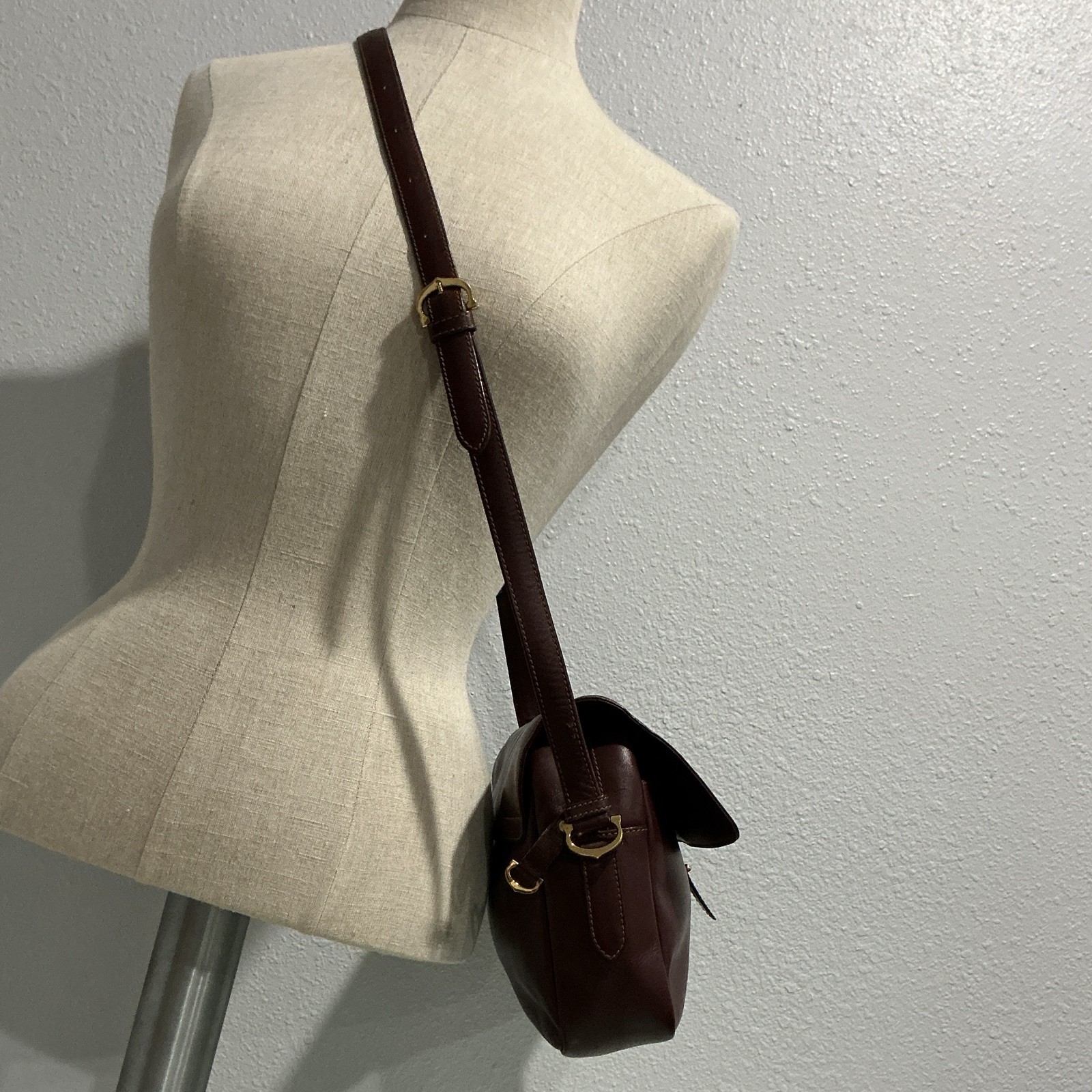Cartier Women’s Burgundy Logo Shoulder/Crossbody Bag Zip Lined Gold Hardware