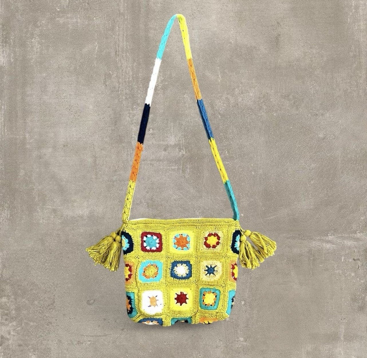 EARTHBOUND TRADING Co. Granny Square Crochet Crossover Purse Bag Festival Boho