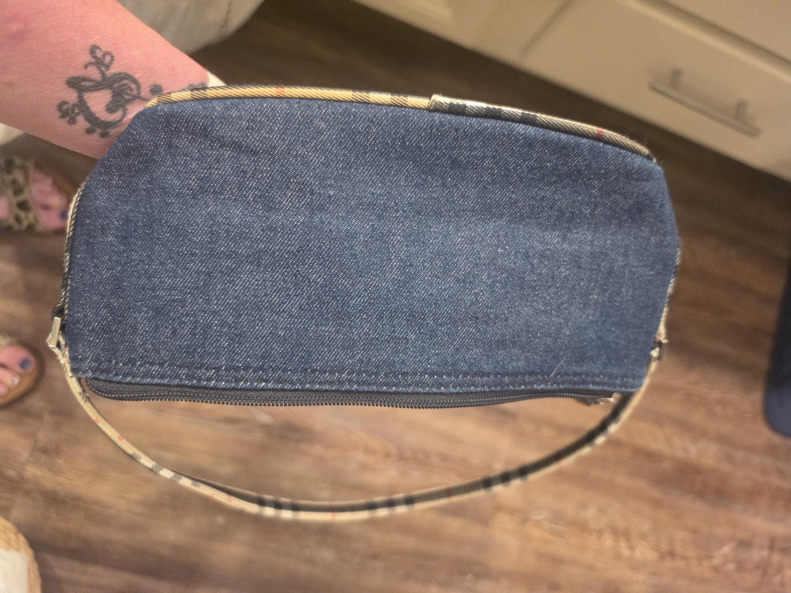 Small Denim And Plaid Purse