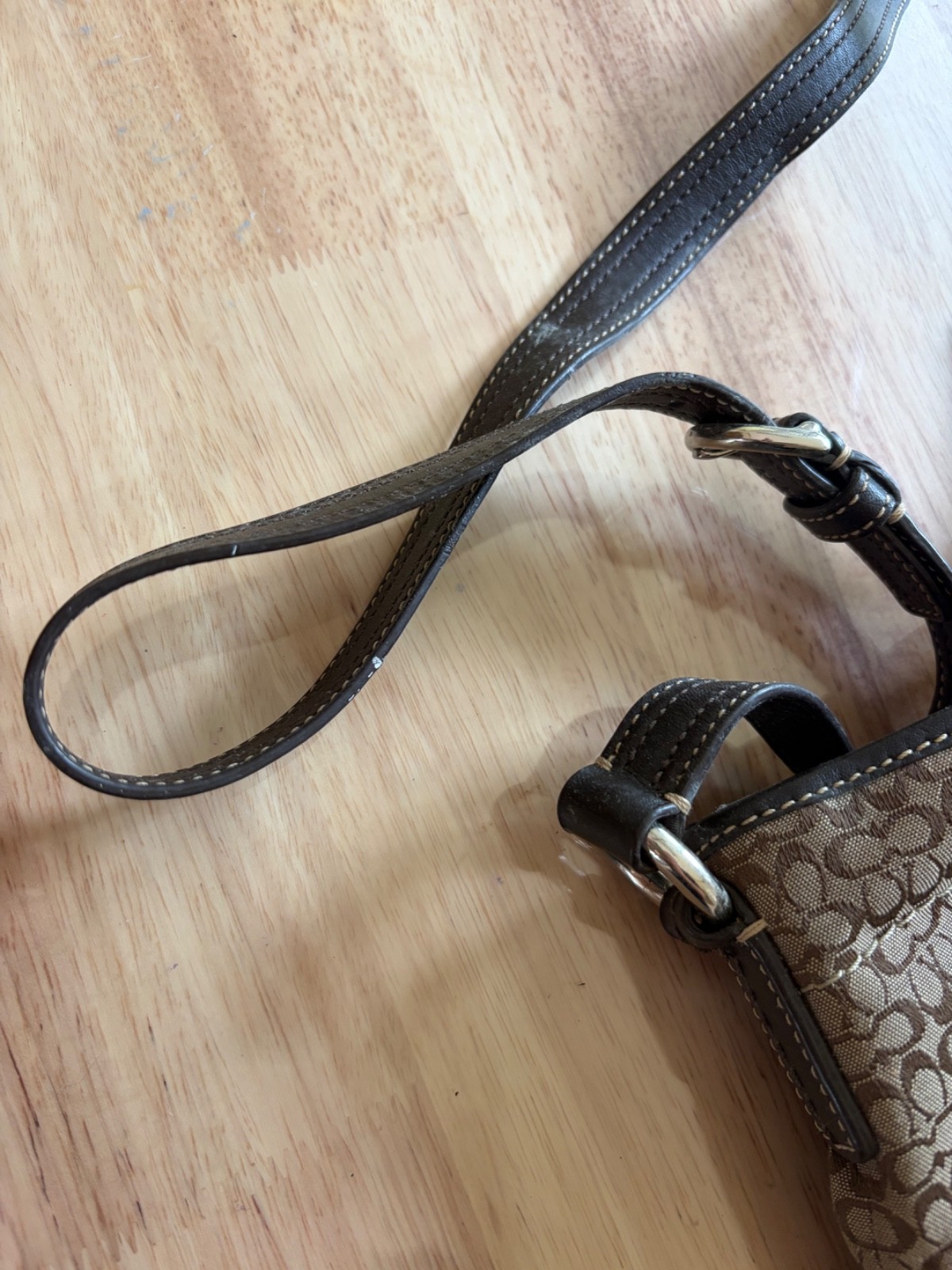 Coach Bag File Brown Signature Canvas Inner Pocket Adjustable Crossbody F29210