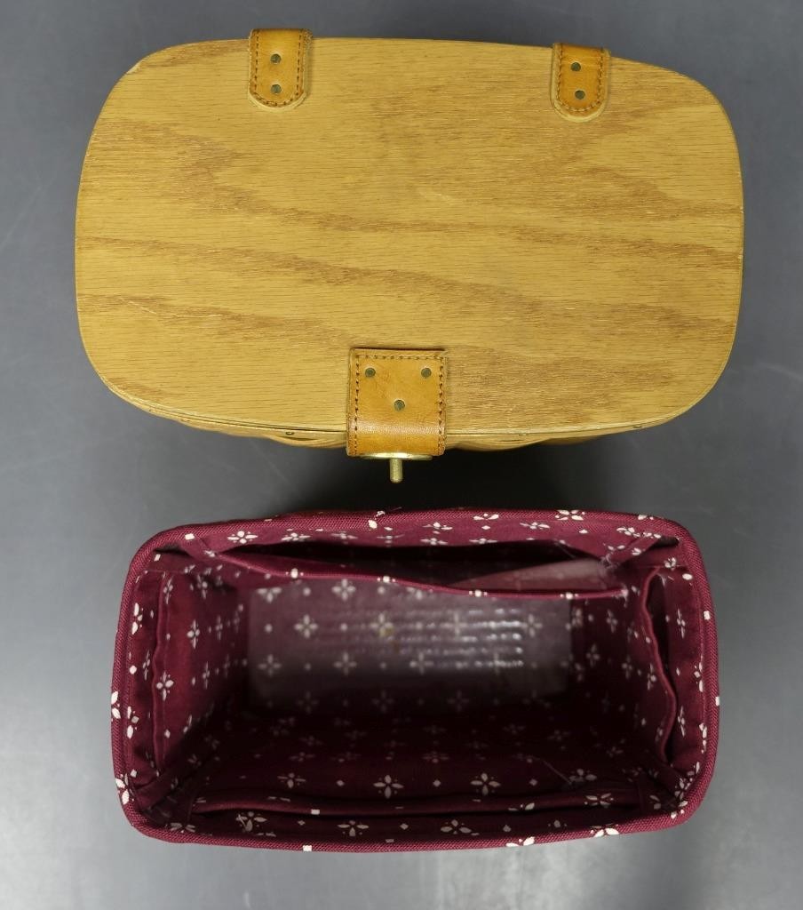 LONGABERGER Basket 1996 Shoulder Handbag Leather Strap Protector & Liner