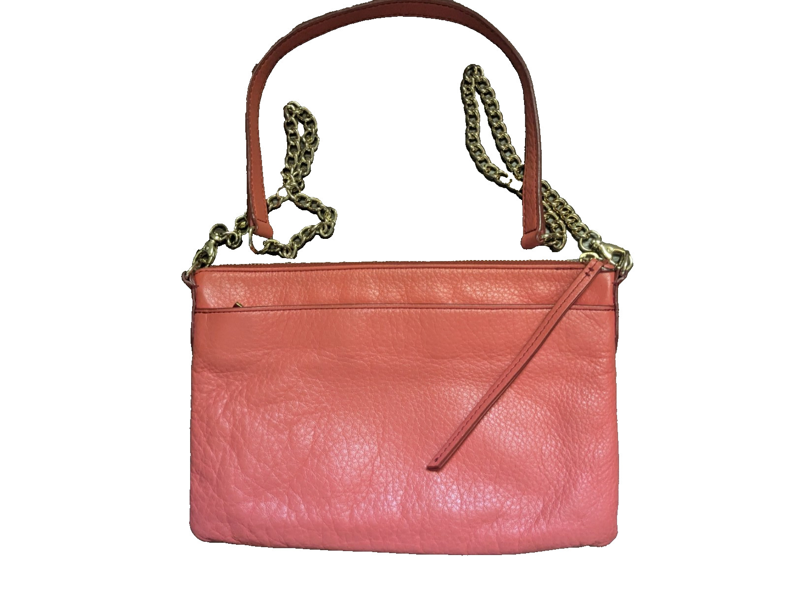 Fossil Shoulder Crossbody Leather Purse Coral Very Good Condition