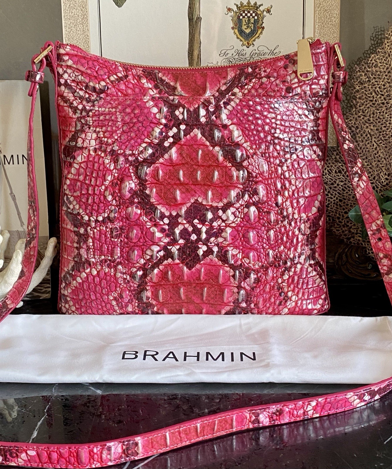 ❤️💕❤️EXCLUSIVE Brahmin Katherine Crown Of Hearts Ombre Melbourne Crossbody