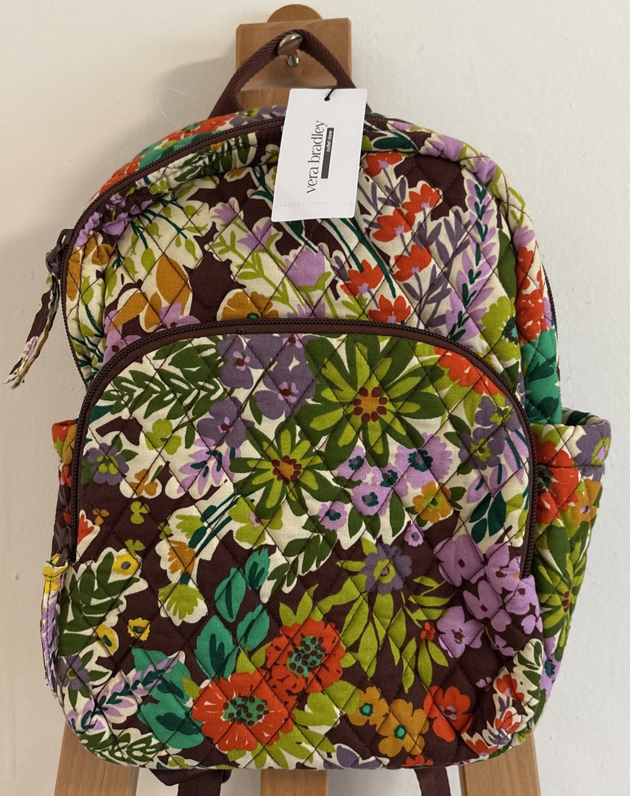 NWT Vera Bradley Essential Small Backpack Evening Garden Print Floral Quilted