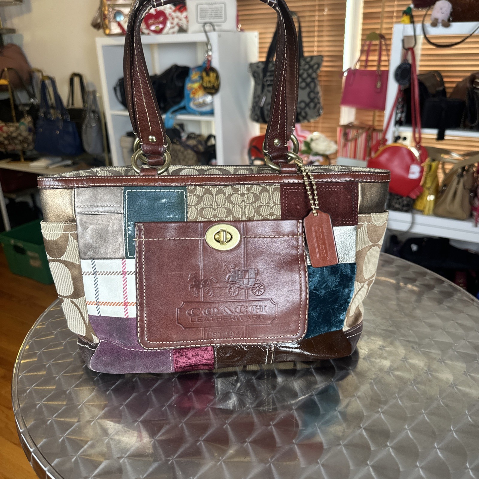 Coach #11358 Patchwork Top Handle Brown Multicolor Tote Bag – Y2K Vintage