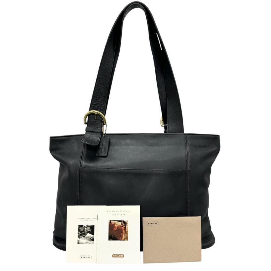 COACH Black Leather Shoulder Bag 4155 Womens Zip Handbag Tag Charm UK 40.5cm