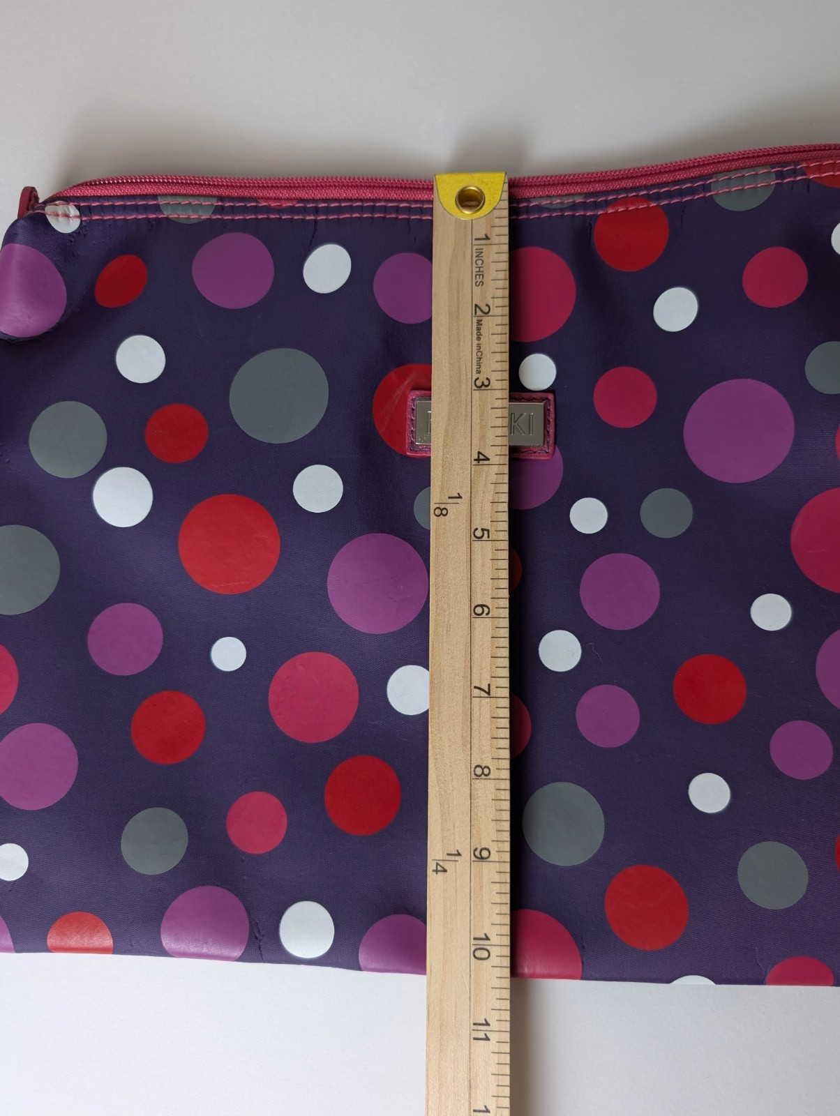 Hadaki Women’s Zipper Travel Wallet Purse Pouch Purple Polkadot Pattern