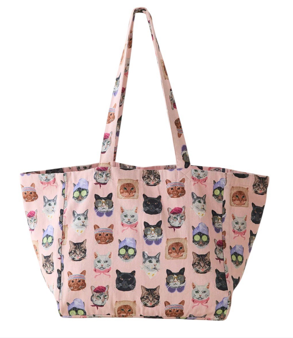 Urban Outfitters Mia Patterned Market Tote Bag Cat Collage