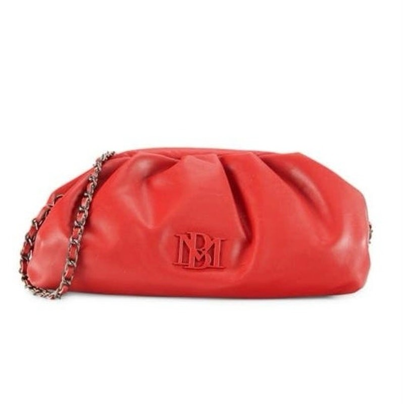 BADGLEY MISCHKA Red Wrapped Frame Logo Slouch Crossbody Bag $149 Hinge