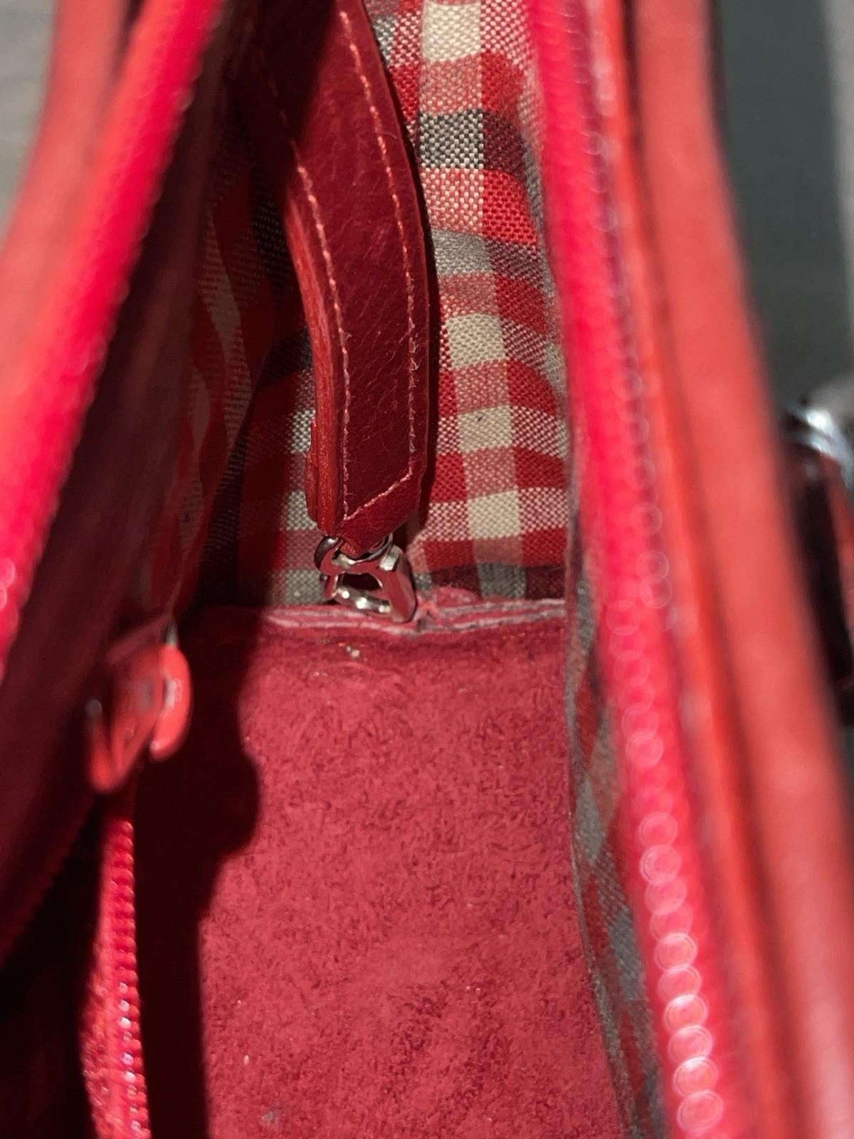 BRIGHTON Genuine Red Leather Croc Embossed Small Double Strap Satchel