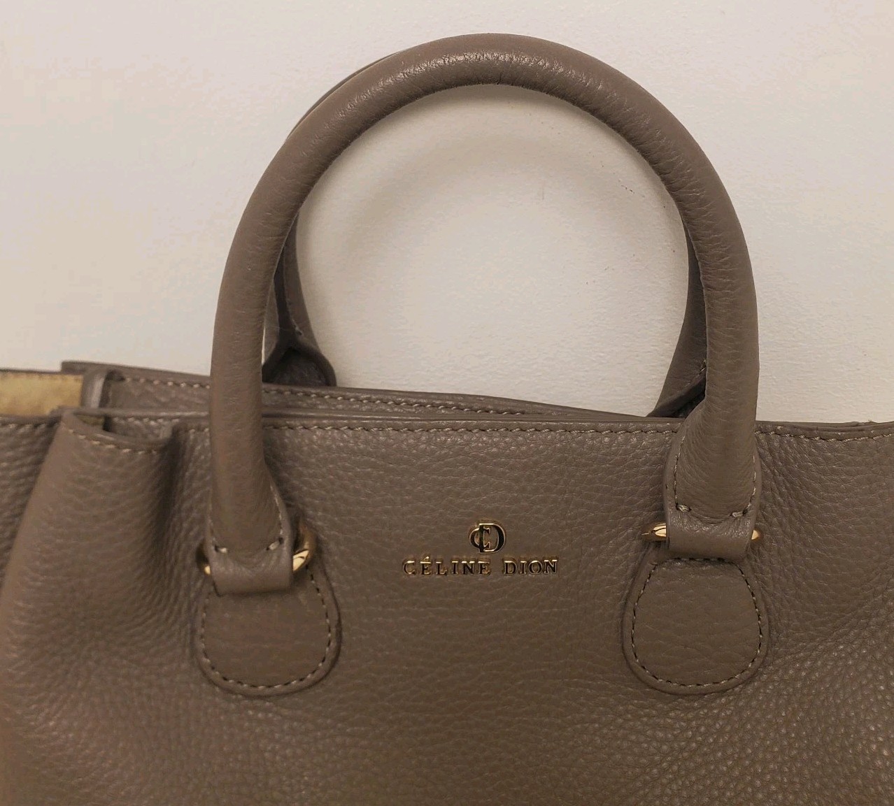 Celine Dion Brown/ Grey Satchel Top Handle Tote Handbag Purse Missing Strap