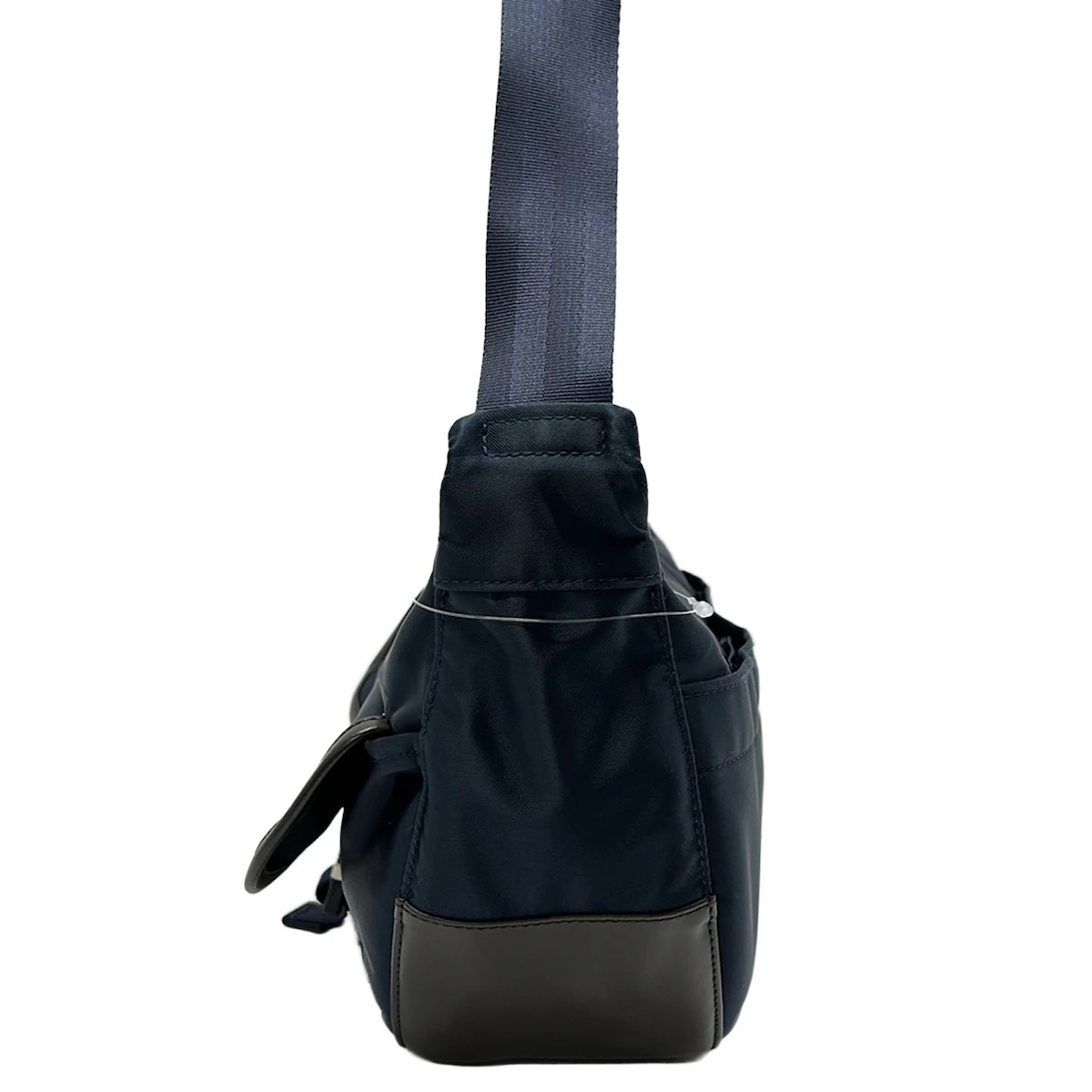 Porter /Yoshida Navy Dark Brown Nylon Coated Canvas Shoulder Bag