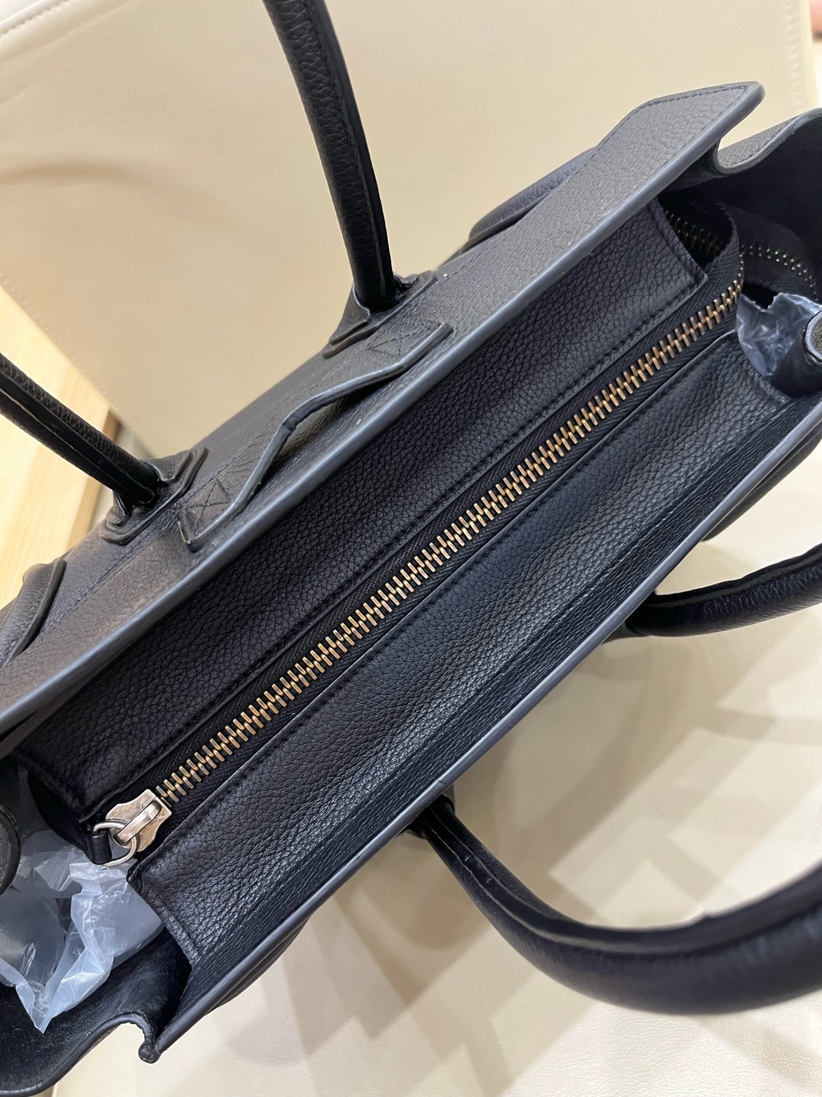 CELINE Luggage Mini shopper HandBag in Black Calfskin with Silver Hardware Used