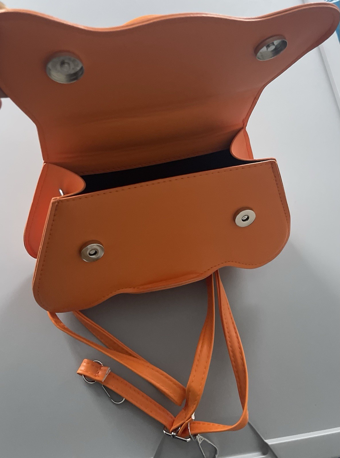 Orange Blue Top Handle Bag with Bow Accent & Detachable Strap
