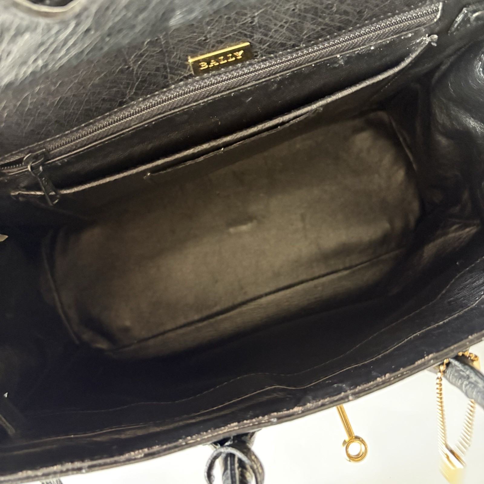 Authentic BALLY Hand bag Black Leather From Japan 01224