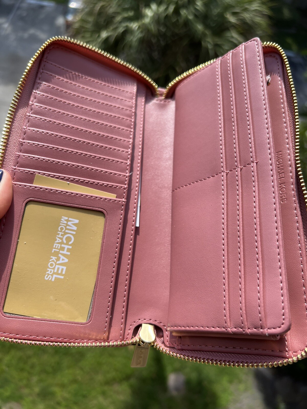 Michael Kors Long Zip Around Wallet Wristlet Leather or PVC Clutch Phone Holder