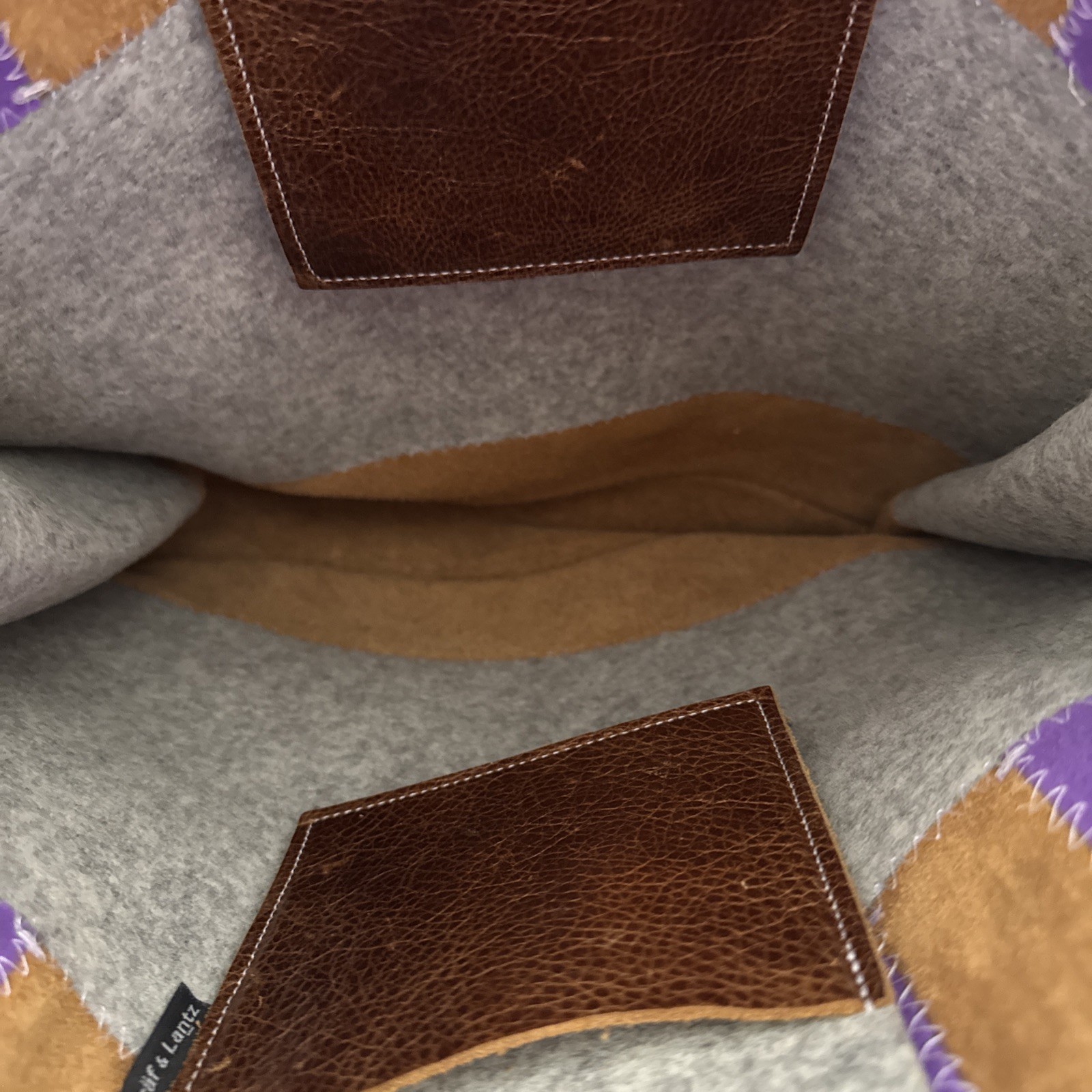 GRAF & LANTZ Jaunt Merino Wool Felt Leather Midi Tote – Granite/Lavender/Sienna
