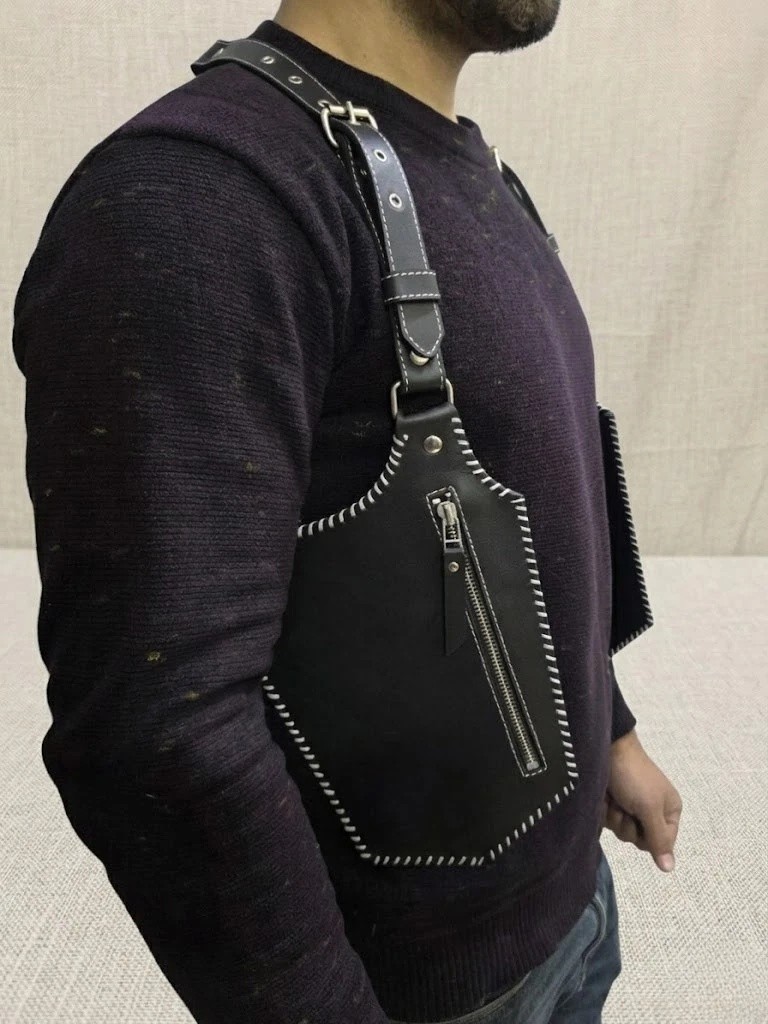 Genuine Leather Holster Bag, Double Shoulder Festival Purse