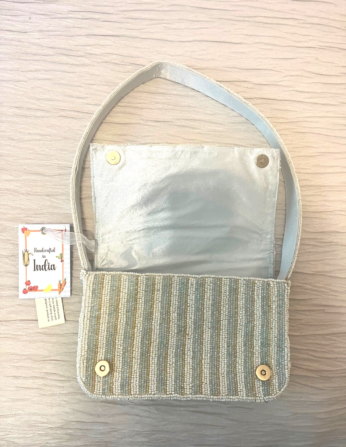 Beaded Tomato Garden Bag Handcrafted In India NEW Release Viral Striped Purse