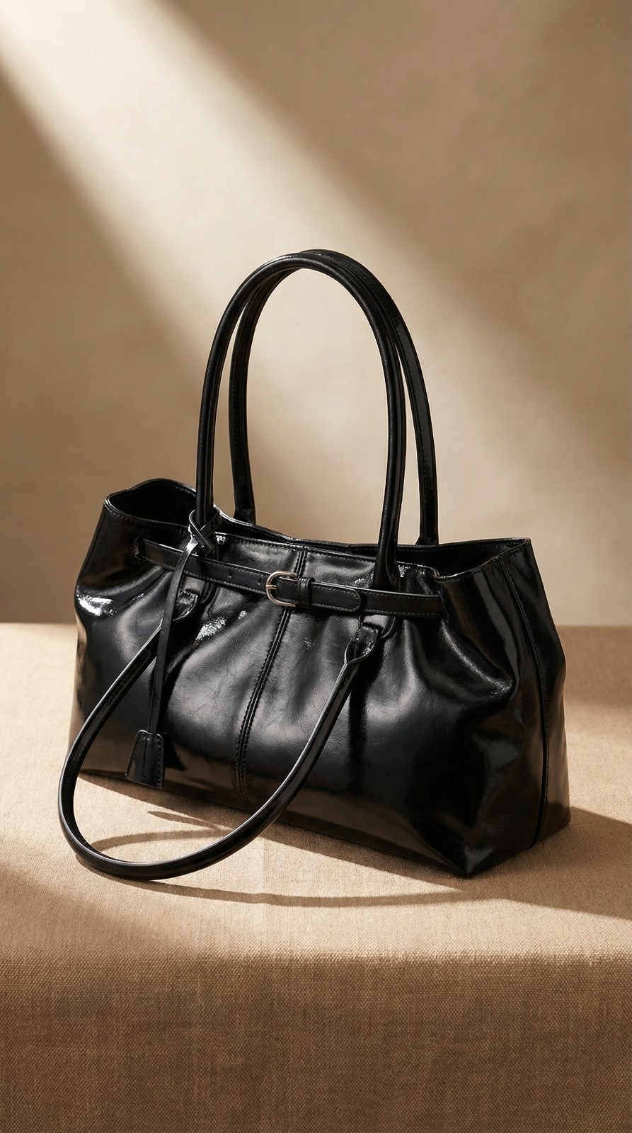 Unisex Cyber Gothic Shoulder Tote Bag High Gloss Casual Soft Large Underarm