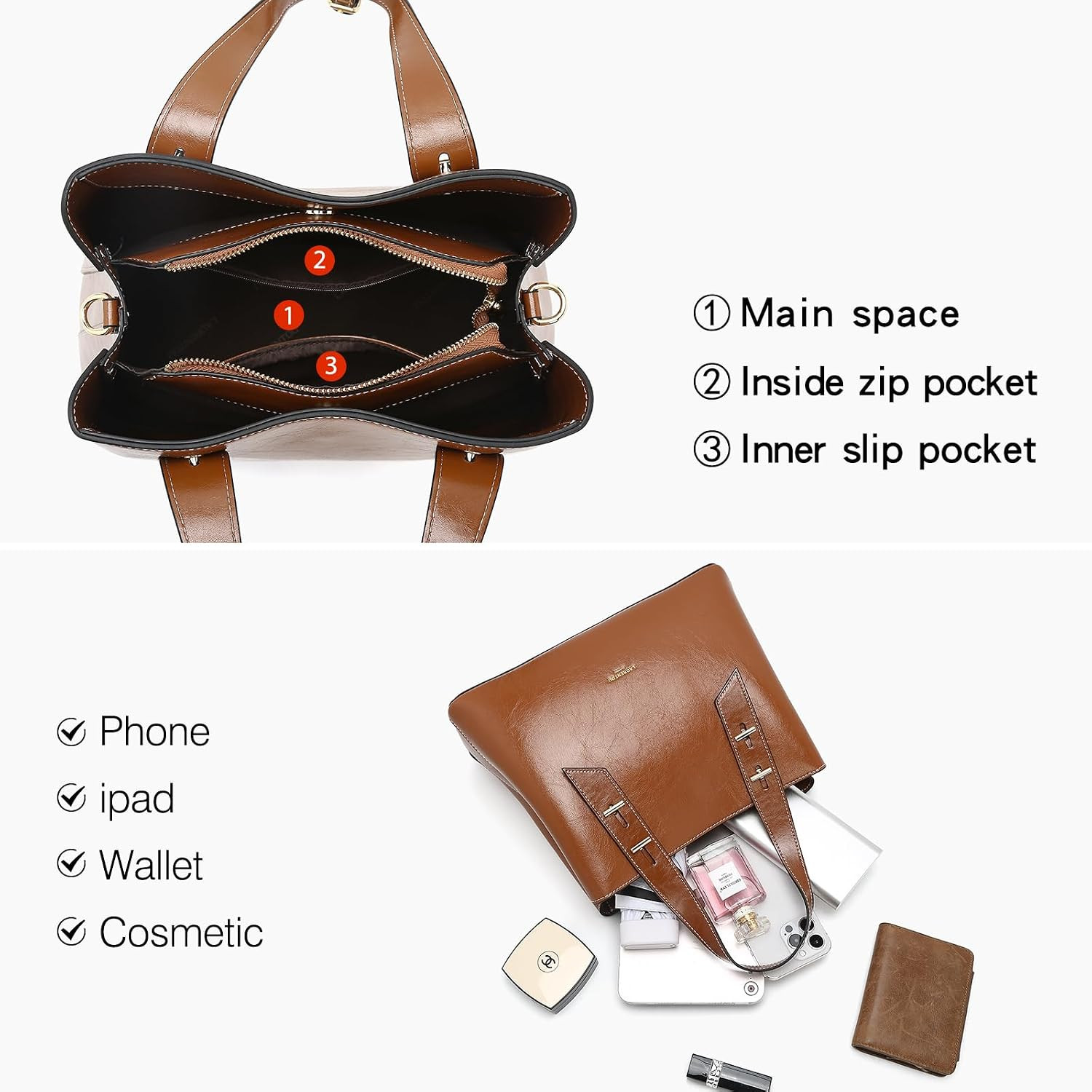 Women Crossbody Handbags Genuine Leather Satchel Handbags for Women Top-Handle S