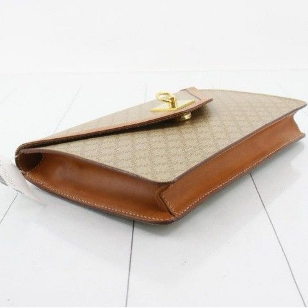 CELINE Macadam Triomphe Logo Clutch Bag Beige Canvas Vintage Unisex 26cm
