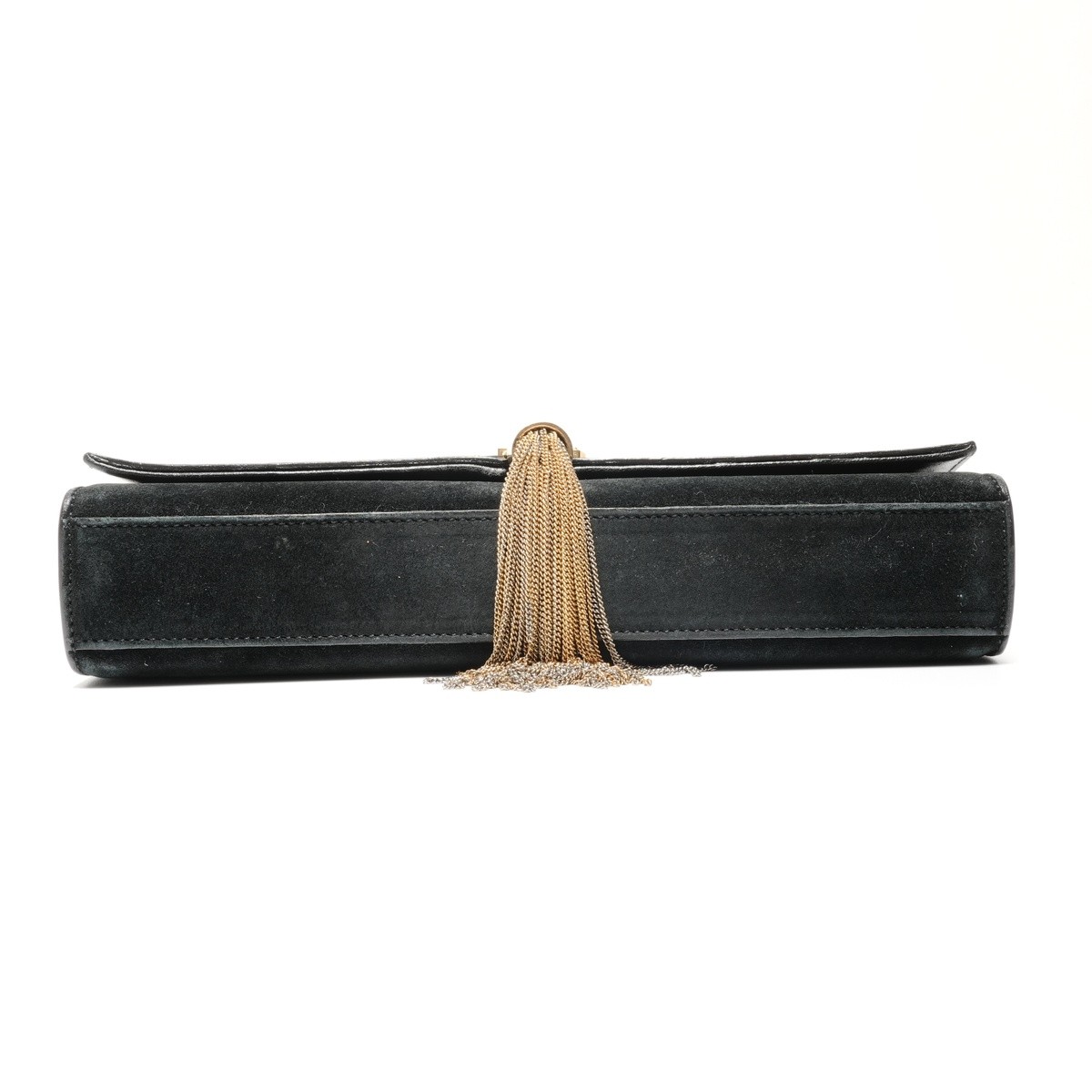Authentic YVES SAINT LAURENT Kate Suede Medium Shoulder Bag black WS26884