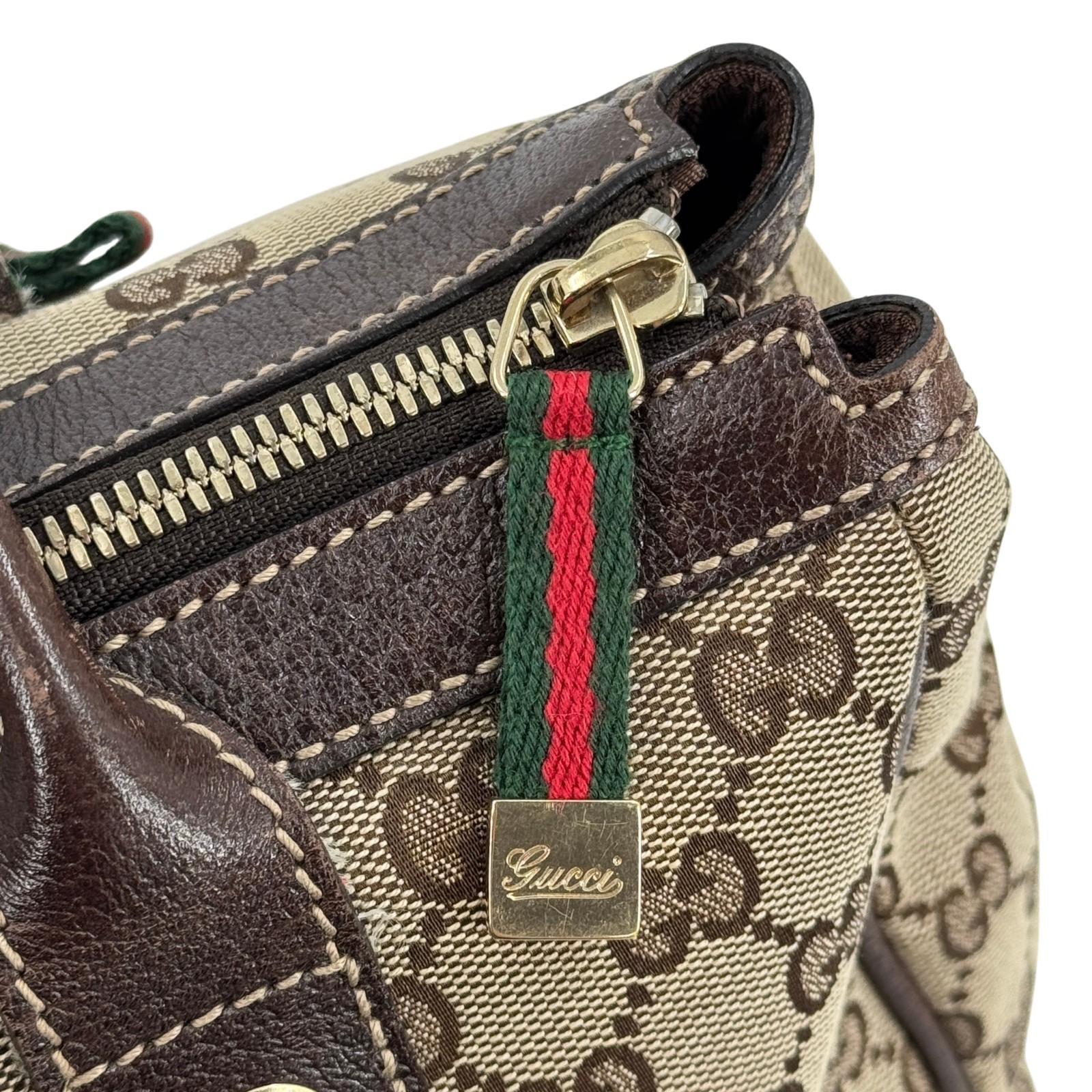 Auth GUCCI Princy GG Canvas Shoulder Bag Sherry Line Ribbon Bow