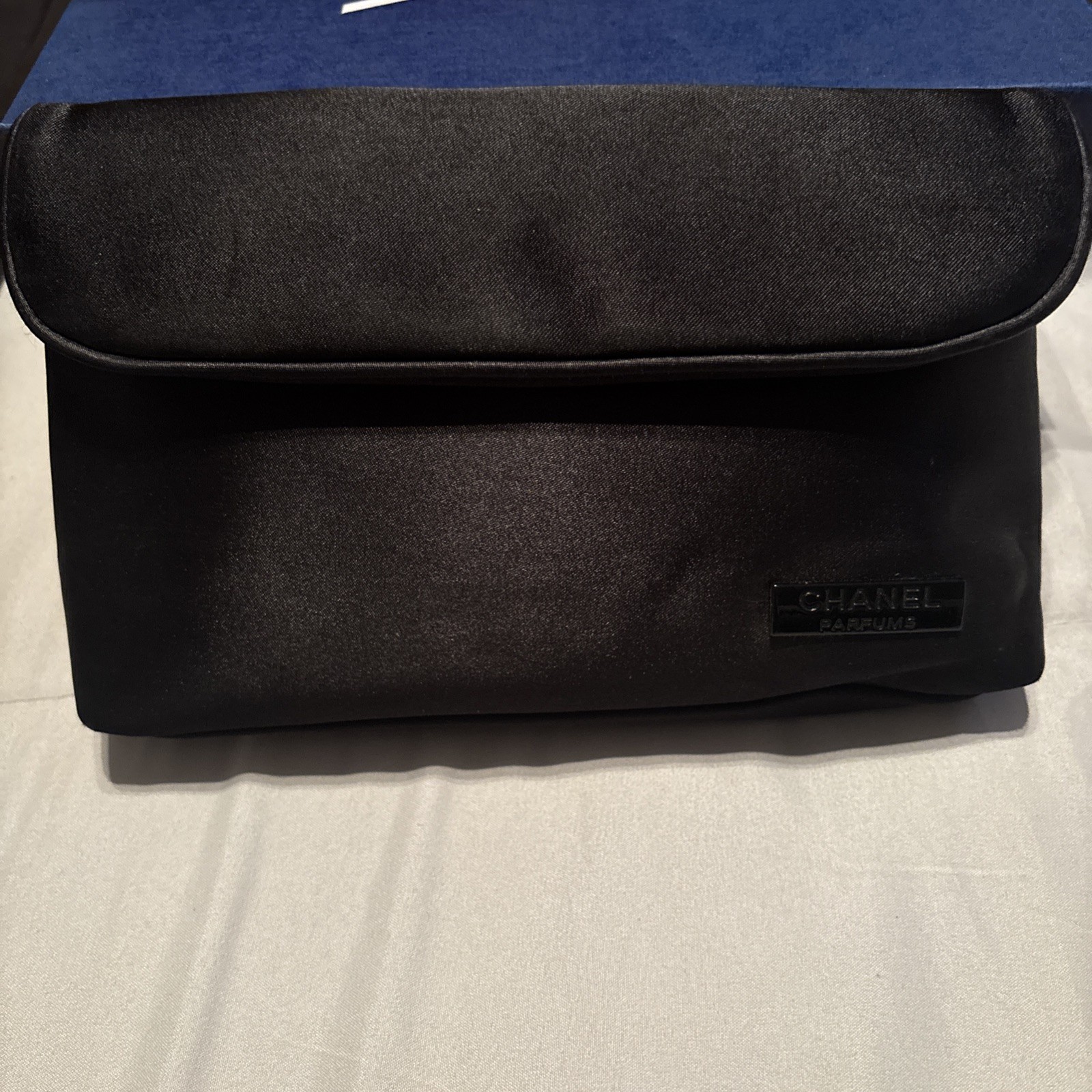 CHANEL Parfums Black Satin Makeup Clutch New