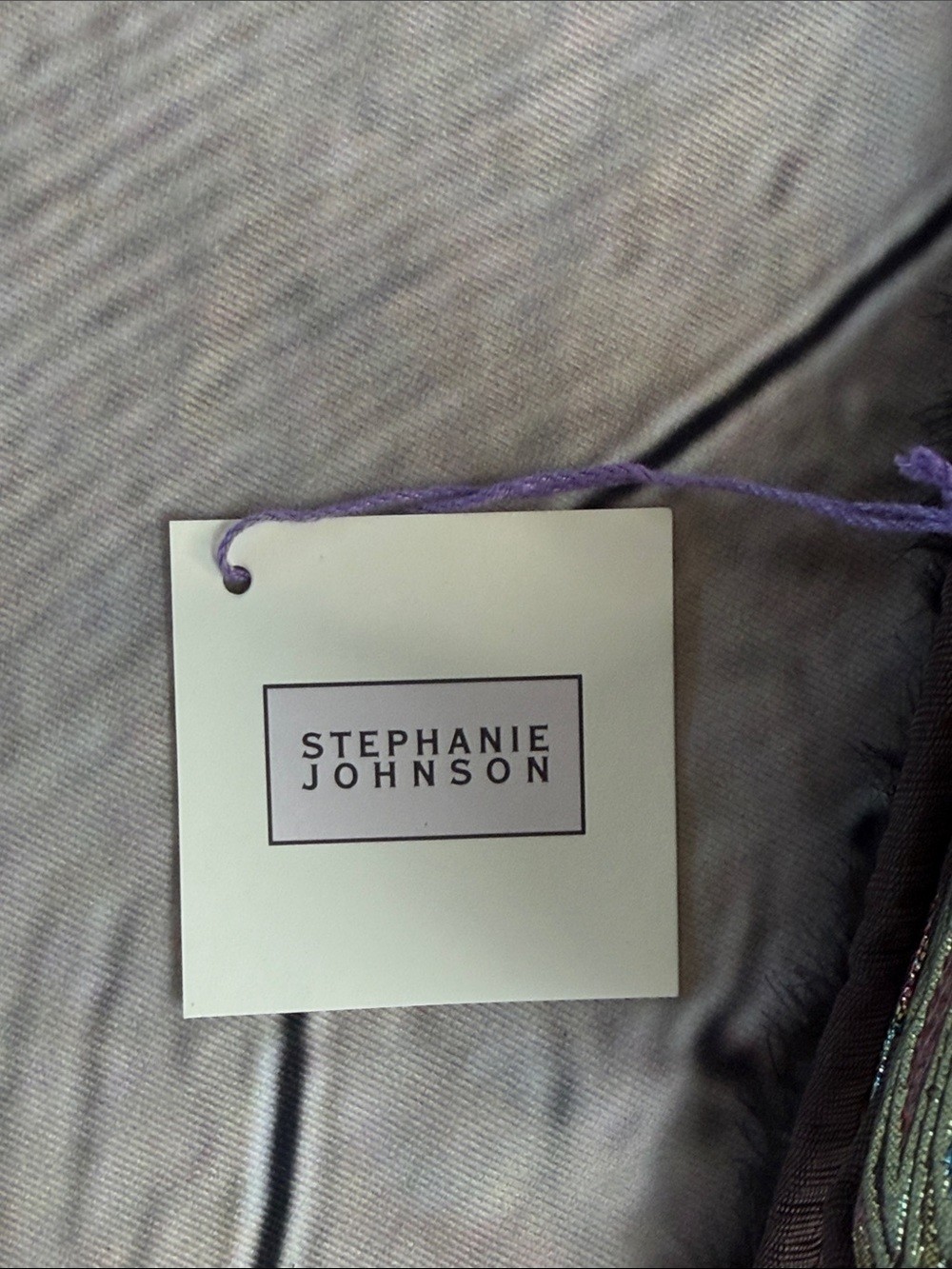 STEPHANIE JOHNSON Faux Fur Clutch Brown Teal Strap Crystal Accent Bag