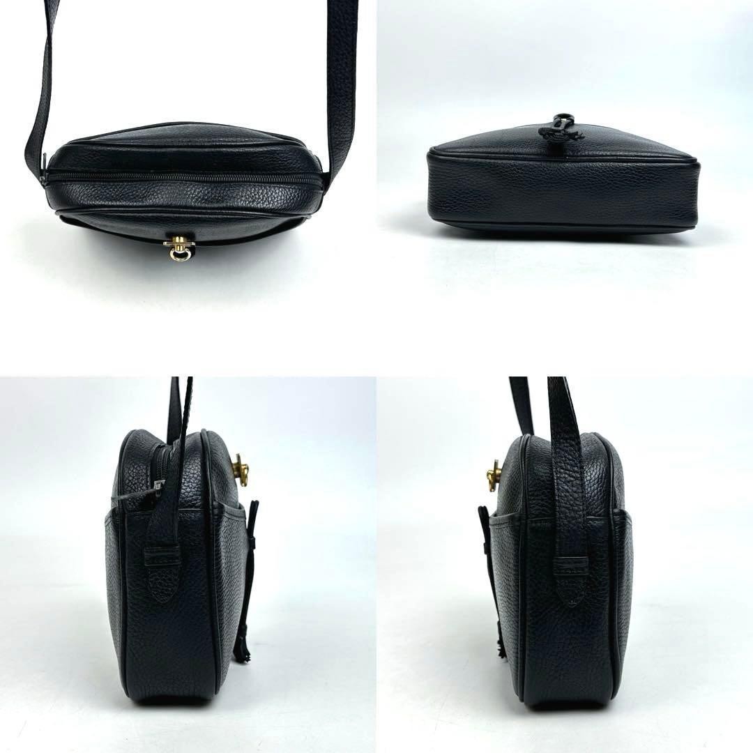 Celine Gancini Black Crossbody Shoulder Bag Gold Hardware Japan 0711820