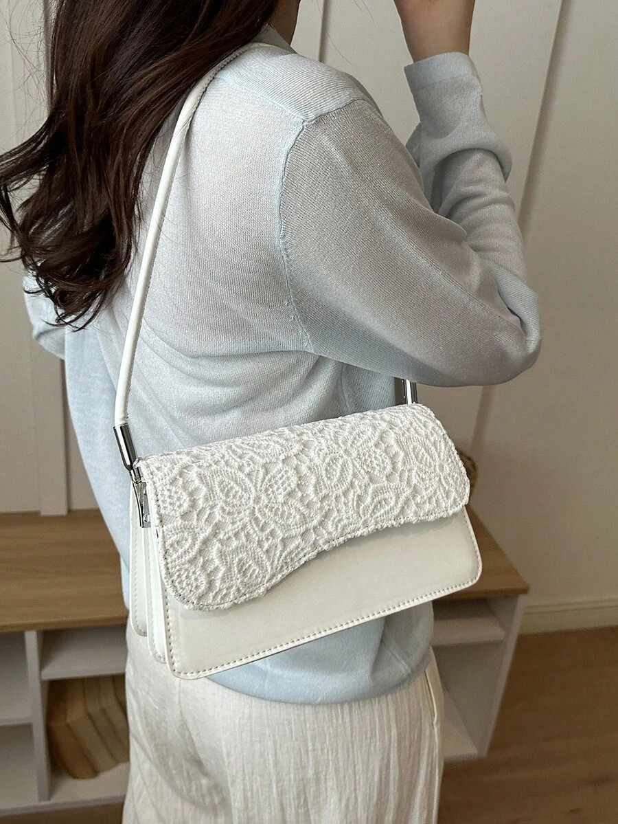 Vintage Asymmetrical Flap Shoulder Bag Women Elegant Old Money Square Tote