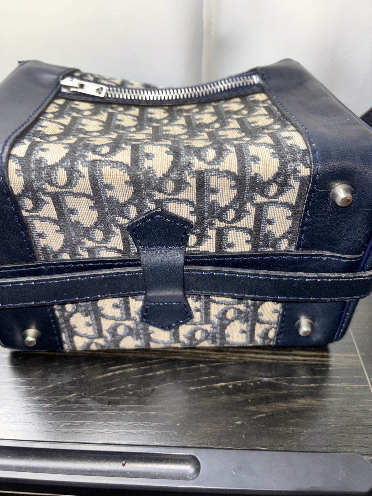 Christian Dior Navy Oblique Trunk Style Vintage Bag